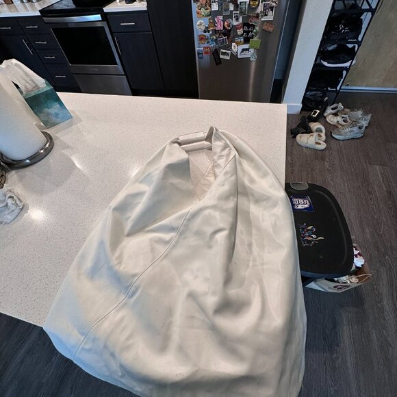 MM6 Maison Margiela White Japanese Draped Canvas/Faux Leather Tote - Large - Picture 7 of 8